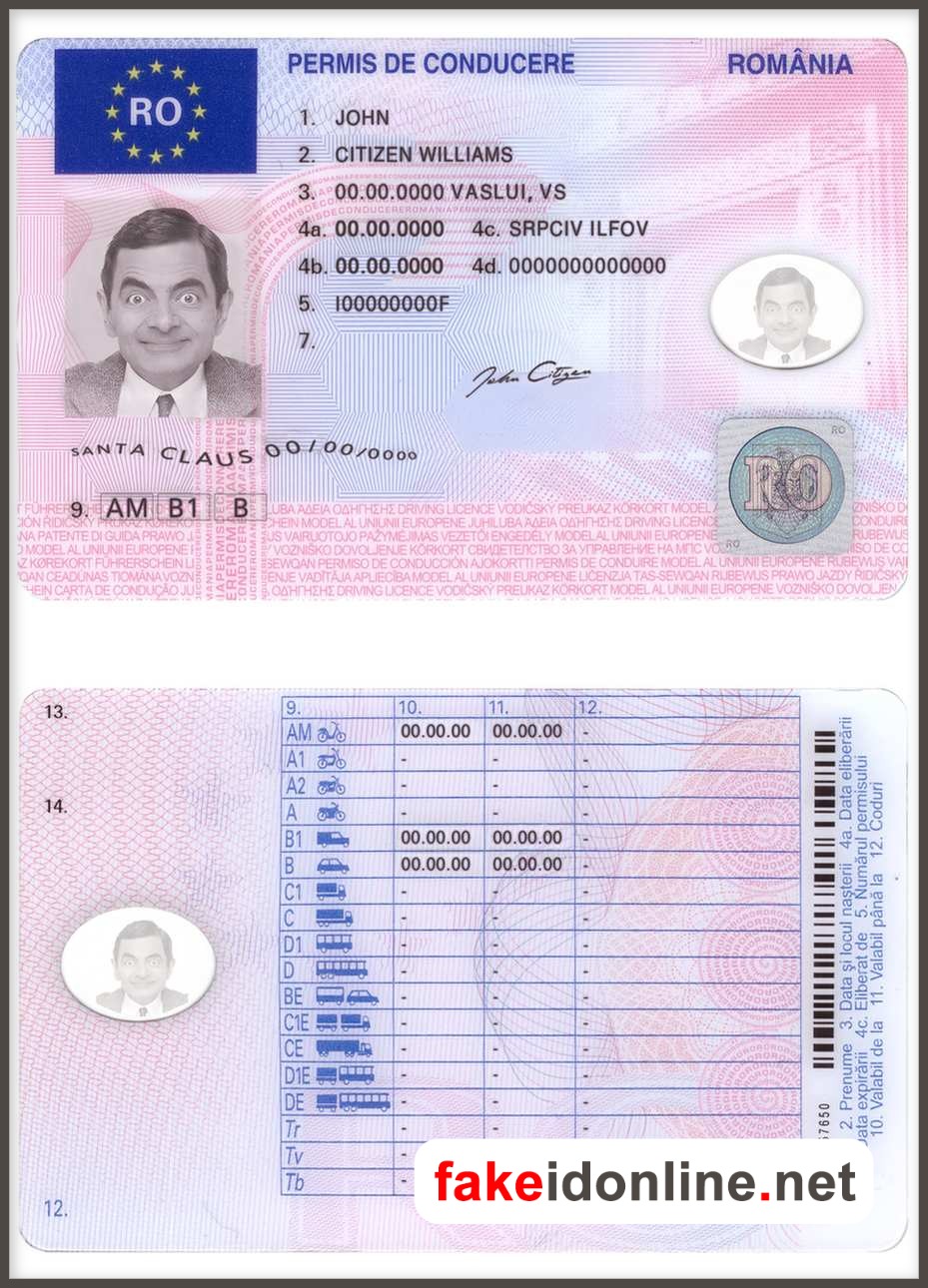 Romania Driver License PSD Template 2